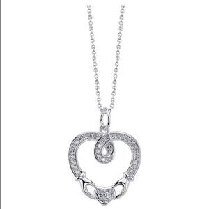 Unwritten Gratitude & Grace Silver Plated CZ Celtic Heart Pendant Necklace New